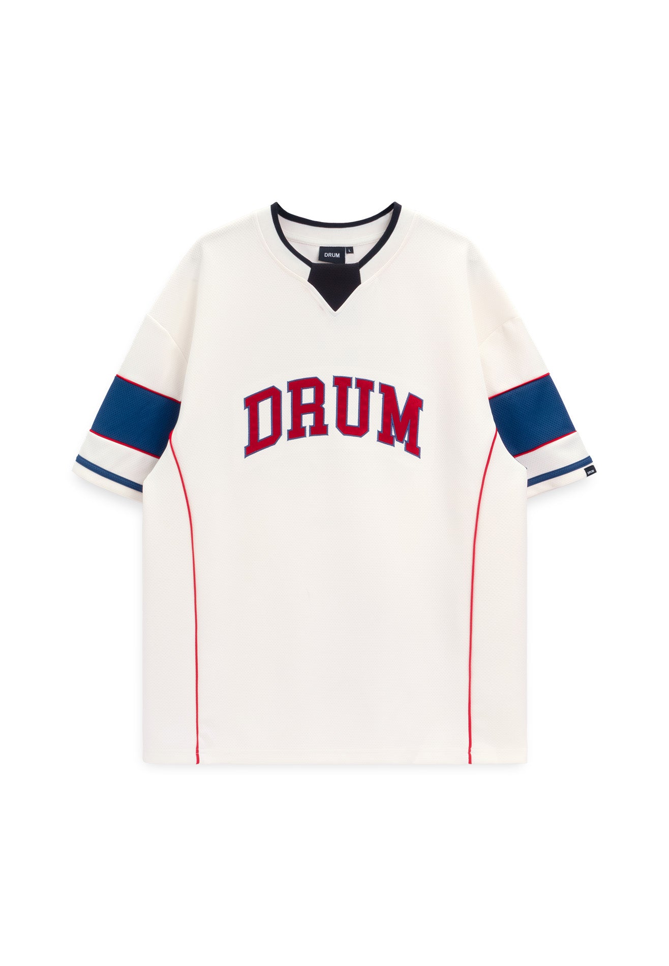DRUM S. 68 Applique Embroidery Jersey Oversized Tee- White